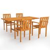 vidaXL Conjunto de comedor de jardín 5 piezas madera maciza de teca