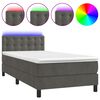 vidaXL Cama box spring colch&oacute;n y LED terciopelo gris oscuro 80x200 cm