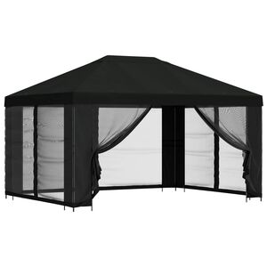vidaXL Gazebo con paredes laterales 4 x 3 m Negro Poli&eacute;ster y Acero