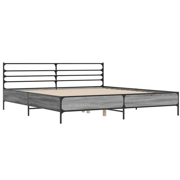 vidaXL Estructura cama madera ingenier&iacute;a metal gris Sonoma 180x200 cm