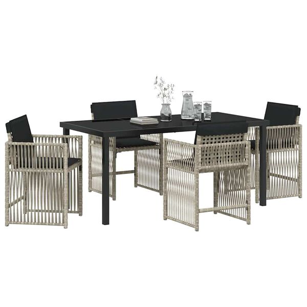 vidaXL Conjunto de Comedor de Jard&iacute;n 5 pcs Gris Claro rat&aacute;n sint&eacute;tico