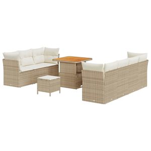 vidaXL Conjunto de sof&aacute; de jard&iacute;n con coj&iacute;n 10 pcs beige y crema