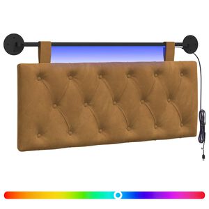 vidaXL Cabecero colgante Con luz LED Marr&oacute;n Terciopelo