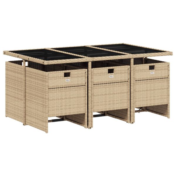 vidaXL Set comedor de jardín 7 pzas con cojines ratán sintético beige