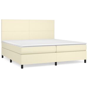 vidaXL Cama box spring con colch&oacute;n cuero sint&eacute;tico crema 200x200 cm