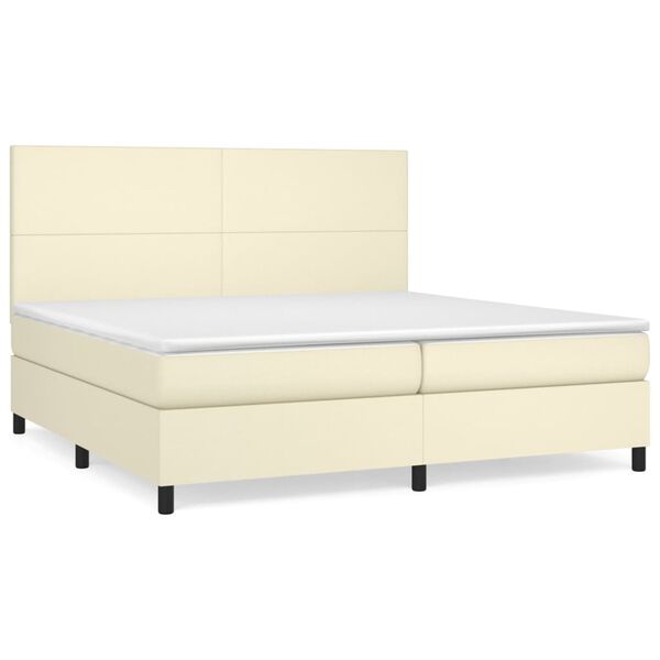 vidaXL Cama box spring con colch&oacute;n cuero sint&eacute;tico crema 200x200 cm