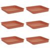 vidaXL Bandeja Cuadrada para Flores 6 uds. Rojo Ladrillo Pl&aacute;stico