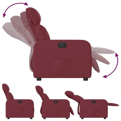 vidaXL Sillón reclinable eléctrico tela rojo tinto