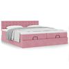 vidaXL Estructura de cama otomana colchones terciopelo rosa 160x200cm