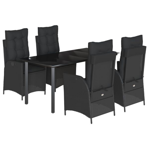 vidaXL Set de muebles jard&iacute;n 5 pzas con cojines rat&aacute;n sint&eacute;tico negro