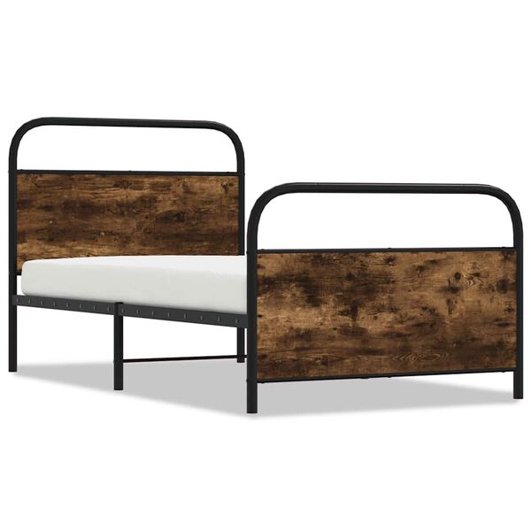 vidaXL Estructura de cama sin colch&oacute;n 100x190 cm madera roble ahumado