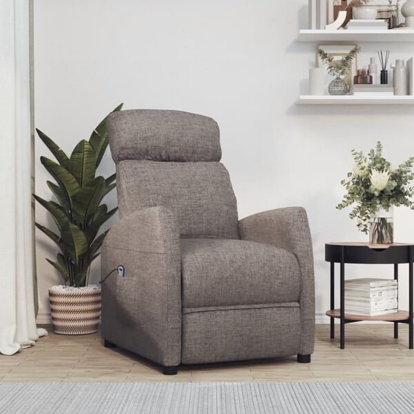 vidaXL Sill&oacute;n elevable tela gris taupe