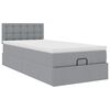 vidaXL Estructura de cama otomana con colch&oacute;n tela gris claro 90x190cm