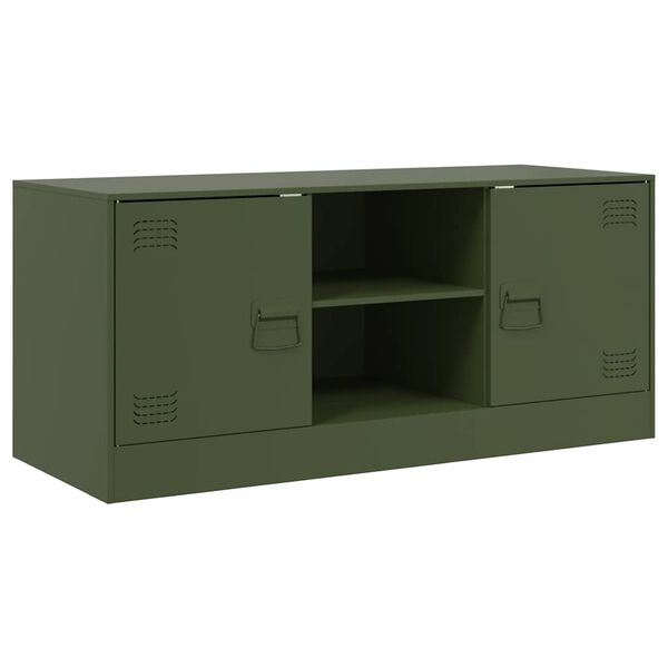 vidaXL Mueble de TV de acero verde oliva 99x39x44 cm