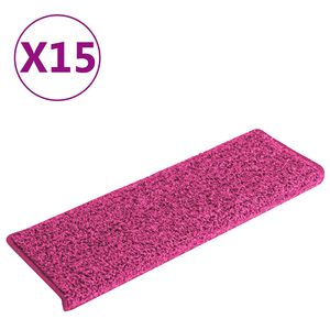 vidaXL Alfombrillas para escaleras 15 unidades 65x21x4 cm Rosa Borde Rectangular