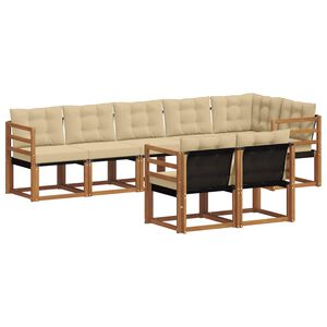vidaXL Conjunto de sof&aacute;s de exterior con coj&iacute;n 8 pcs Natural y Beige