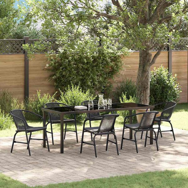 vidaXL Conjunto de Comedor de Jard&iacute;n 7 pcs Negro