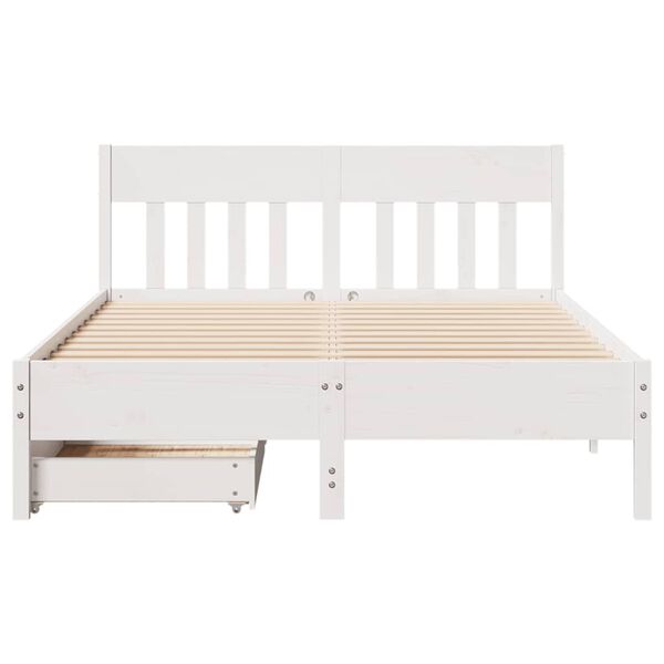 vidaXL Estructura de cama sin colch&oacute;n madera de pino blanca 150x200 cm