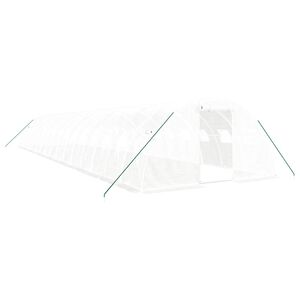 vidaXL Invernadero con estructura de acero blanco 64 m&sup2; 16x4x2 m