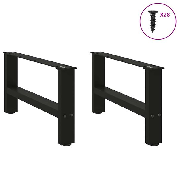 vidaXL Patas para mesa de centro negras (2 unidades, 70 x 30-31 cm, acero)