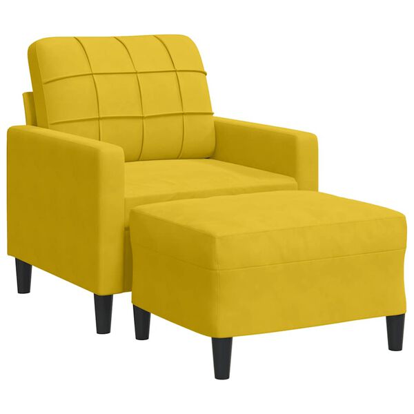 vidaXL Sill&oacute;n con taburete terciopelo amarillo 60 cm