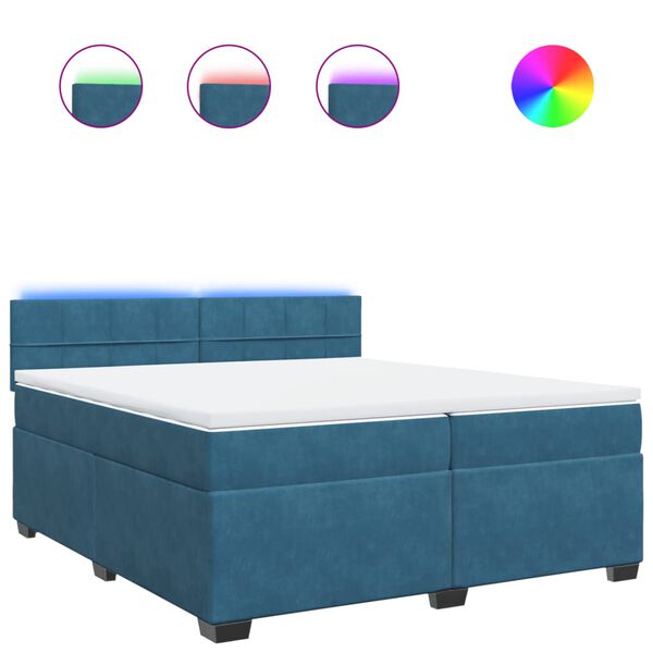 vidaXL Cama box spring con colch&oacute;n terciopelo azul 200x200 cm