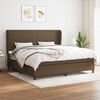 vidaXL Cama box spring con colch&oacute;n tela marr&oacute;n oscuro 200x200 cm