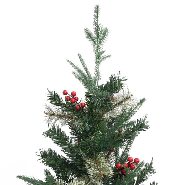 vidaXL Árbol de Navidad y piñas verde PVC y PE 225 cm