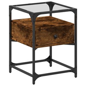 vidaXL Mesita de noche madera de ingenier&iacute;a roble ahumado 40x40x55 cm