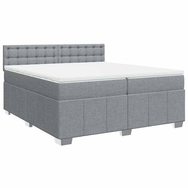 vidaXL Cama box spring con colchón tela gris claro 200x200 cm
