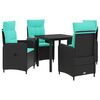vidaXL Conjunto de Comedor de Jard&iacute;n 5 uds. Negro y Turquesa