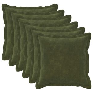 vidaXL Coj&iacute;n 6 uds. HOUTEN Verde 30 x 30 cm Microfibra de forro polar