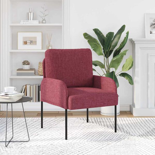 vidaXL Sof&aacute;s con coj&iacute;n 55cm Rojo vino Madera contrachapada