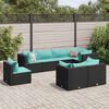 vidaXL Set de muebles de jard&iacute;n 8 pzas y cojines rat&aacute;n sint&eacute;tico negro
