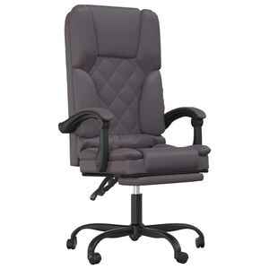 vidaXL Silla de oficina reclinable masaje cuero sint&eacute;tico gris