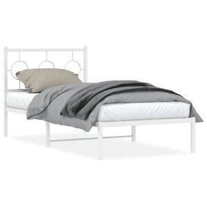 vidaXL Estructura cama sin colch&oacute;n con cabecero metal blanco 90x200 cm
