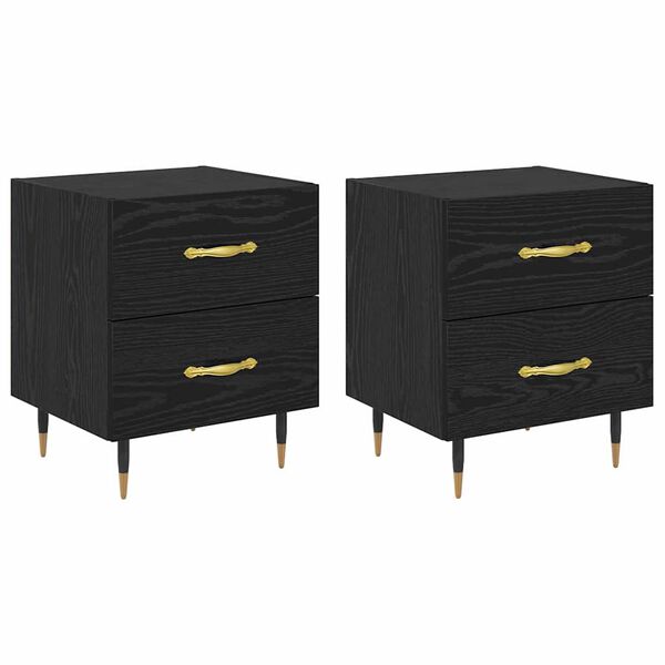 vidaXL Armario de Noche con caj&oacute;n 2 pcs Roble Negro 40 x 35 x 47,5 cm