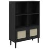 vidaXL Estanter&iacute;a SENJA aspecto rat&aacute;n madera pino negro 90x35x130 cm