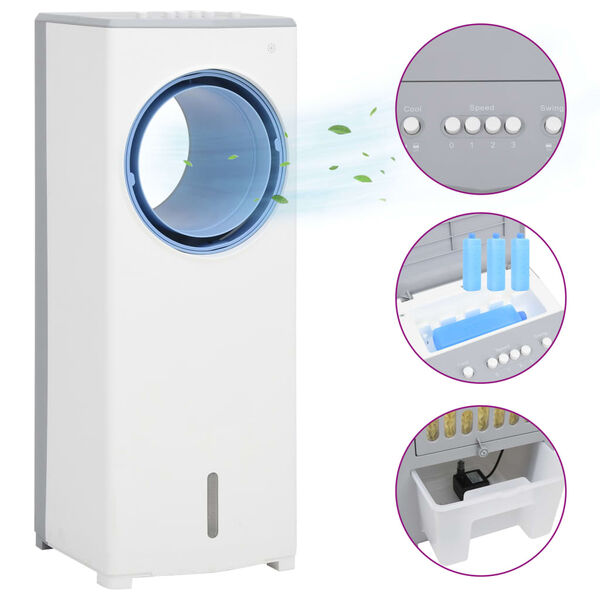 vidaXL Enfriador de aire portátil 3 en 1 blanco 264x255x680 mm 80 W