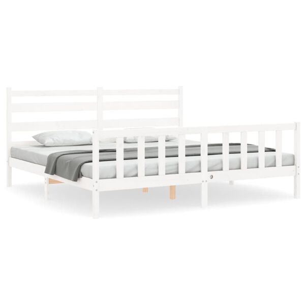 vidaXL Estructura de cama sin colch&oacute;n madera maciza blanca 200x200 cm