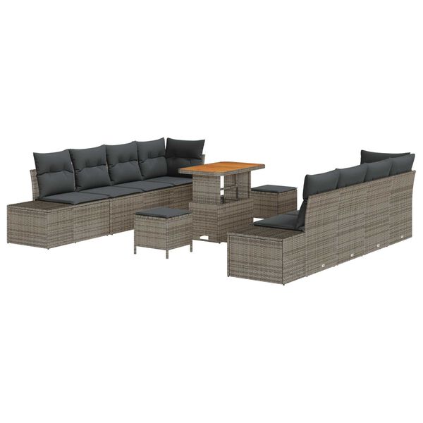 vidaXL Conjunto de sof&aacute; de jard&iacute;n 11 pcs Gris Claro y Gris Oscuro