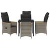vidaXL Conjunto de Comedor de Jard&iacute;n 5 pcs Gris rat&aacute;n sint&eacute;tico