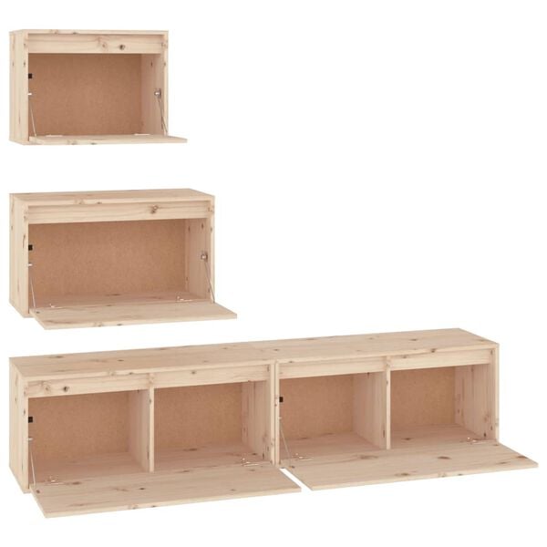 vidaXL Muebles para TV 4 piezas madera maciza de pino