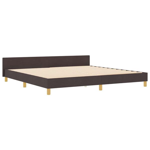 vidaXL Estructura de cama con cabecera Marr&oacute;n oscuro 200 x 200 cm tela