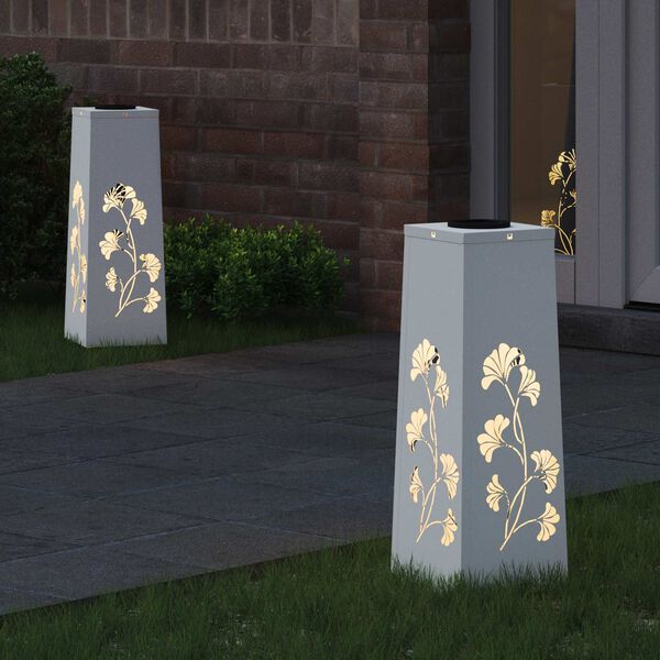 vidaXL Luz de camino LED solar 2 pcs Acero laminado en fr&iacute;o