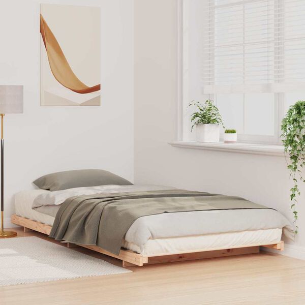 vidaXL Estructura de cama Marrón 90 x 210 cm Madera maciza de pino