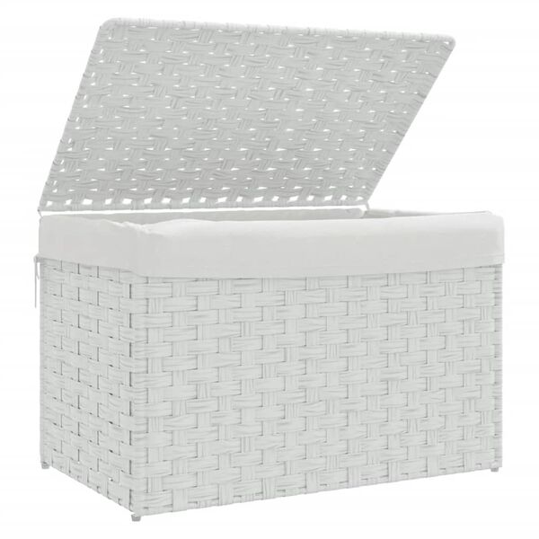 vidaXL Cesto ropa sucia con tapa rat&aacute;n sint&eacute;tico blanco 55,5x35x34 cm
