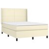 vidaXL Cama box spring colch&oacute;n y LED cuero sint&eacute;tico crema 140x190 cm