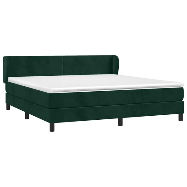 vidaXL Cama box spring con colch&oacute;n terciopelo verde oscuro 160x200 cm