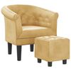 vidaXL Sill&oacute;n con taburete cuero sint&eacute;tico dorado